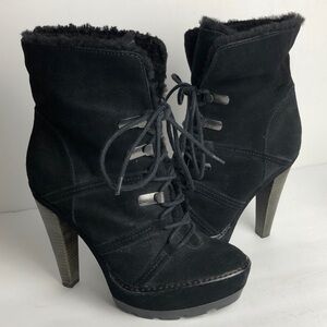 Coach Sydney Shearling Fur Heeled Ankle Boots 7.5